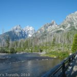 Bridge at the String Lake Trailhead Overlooking the Tetons, Grand Teton National Park, Wyoming