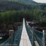 Crossing the Swinging Bridge at Kootenai County Park near Libby, Montana