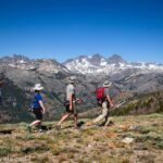 Hikers on San Joaquin Mountain above Minaret Summit, Inyo National Forest, California